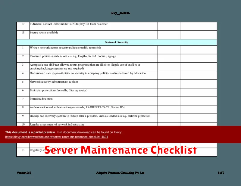 Server Maintenance Checklist